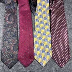 Vintage Lot of 4 Silk Ties Jsaco Liberty of London Geoffrey Beene Roundree Yorke